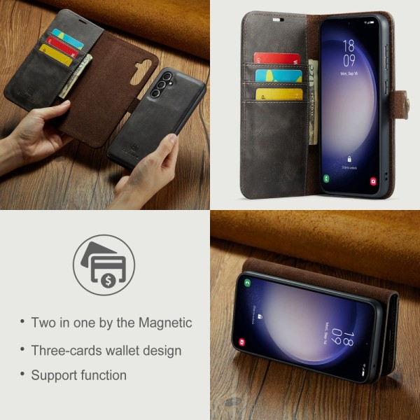 DG MING Samsung S23 FE 2-i-1 Magnet Plånboksfodral - Grå grå
