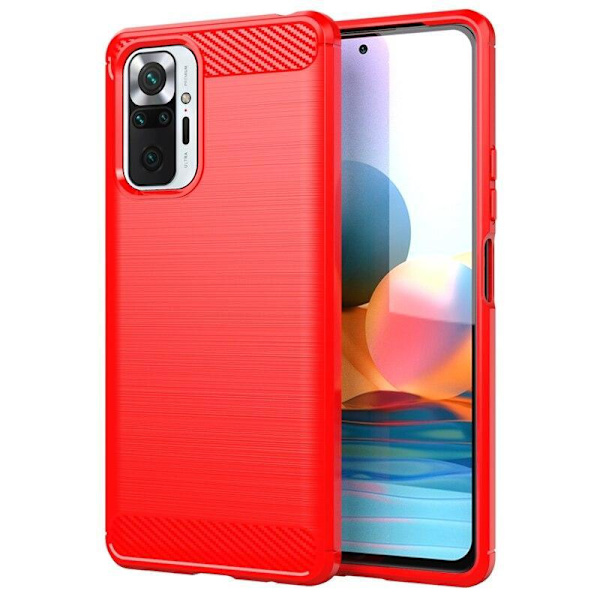 SKALO Xiaomi Redmi Note 10 Pro Armor Carbon Stødsikker TPU-cover - Vælg farve Red