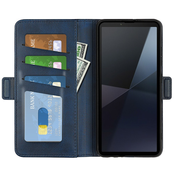 SKALO Sony Xperia 10 VI Premium Cut Lompakkokotelo - Sininen Blue