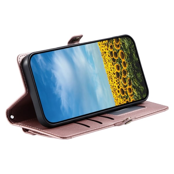 SKALO iPhone 16e PU-Läder Envelope Plånboksfodral - Roséguld Rosa guld