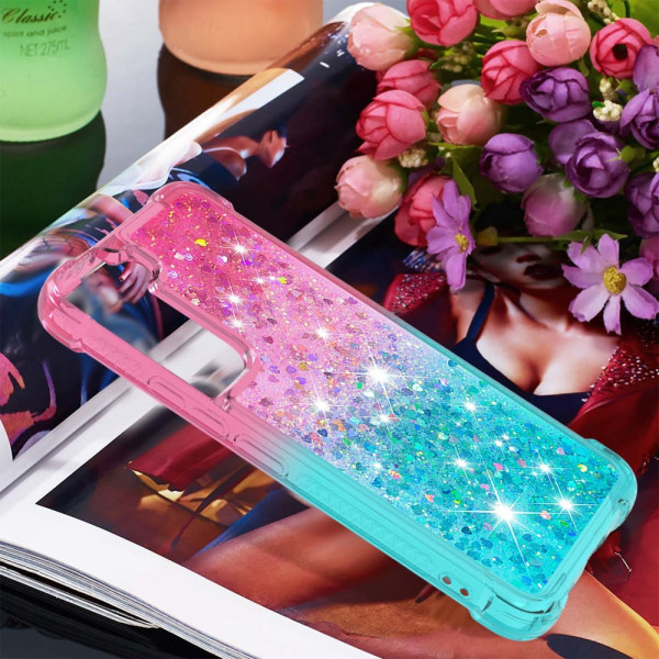 SKALO Samsung S23 Plus Juoksuhiekka Glitter Sydämet TPU kuori - Multicolor