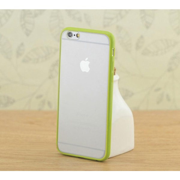 Läpinäkyvä himmeä kuori värillisellä kehyksellä iPhone 6 / 6S Plus - lisää Light green