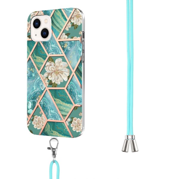 SKALO iPhone 15 Marmor Mobilkrave Cover - Grøn Green