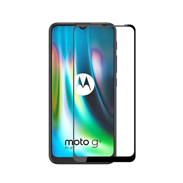 SKALO Moto G9 Play FULL-FIT Hærdet Glas Skærmbeskyttelse Black