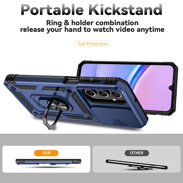 SKALO Samsung A16 Armor Hybrid Metal Ring Camera Slider - Blå Blue