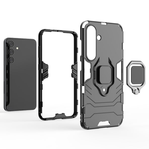 SKALO Samsung S24 Armor Hybridi metallirengas kuori - Musta Black