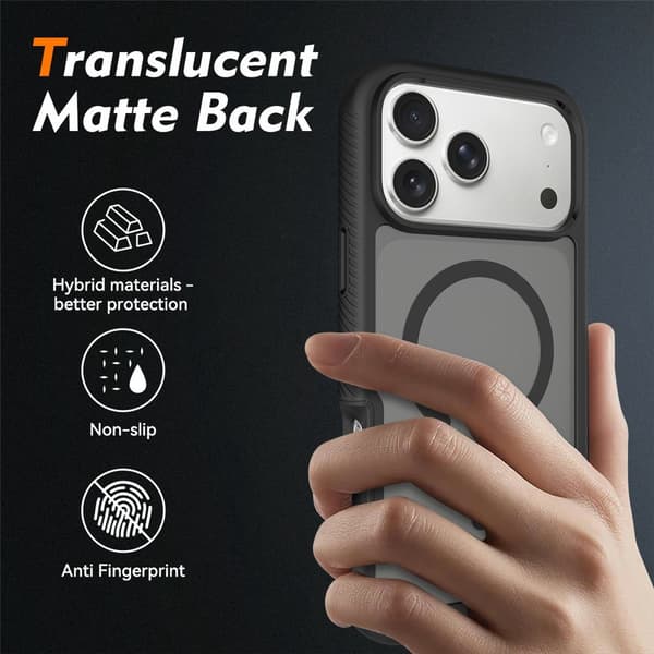 SKALO Shockproof Clear Hybrid Cover til iPhone 18 Pro Max - Sort Black