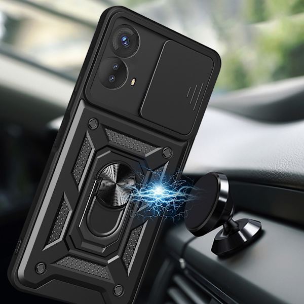 SKALO Motorola Moto G73 5G Armor Hybrid Metallring Kameraslider - Blå Blå