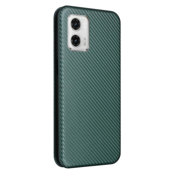 SKALO Motorola Moto G73 5G Carbon Fiber Pungetui - Grøn Green