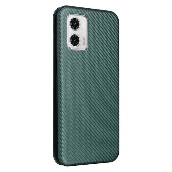 SKALO Motorola Moto G73 5G Carbon Fiber Pungetui - Grøn Green