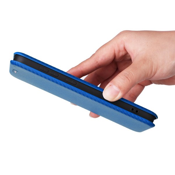 SKALO Samsung S25 Carbon Fiber Plånboksfodral - Blå Blå