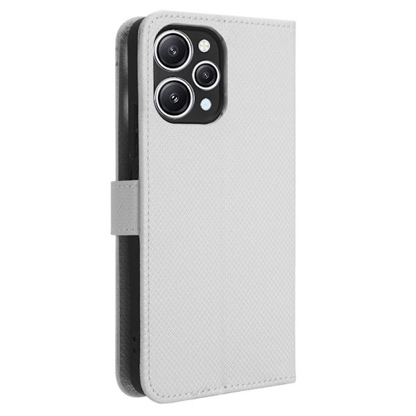 SKALO Xiaomi Redmi 12 4G/5G Premium Mini Rhombus Wallet Flip Cover - Hvid White