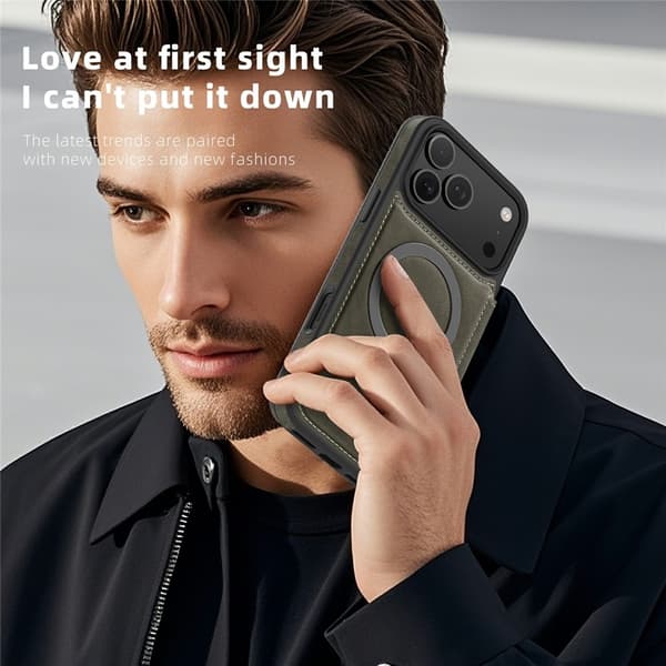 SKALO iPhone 17 Pro Slim Plånboksfodral - Grå grå