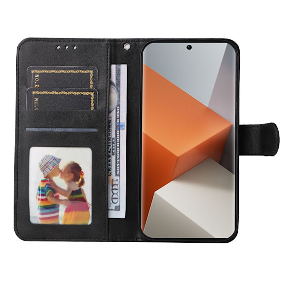 SKALO Xiaomi Redmi Note 13 Pro+ PU-Läder Plånboksfodral - Fler färger Svart