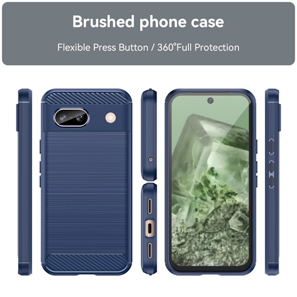 SKALO Google Pixel 8a Armor Carbon Stöttåligt TPU-skal - Fler färger Blå