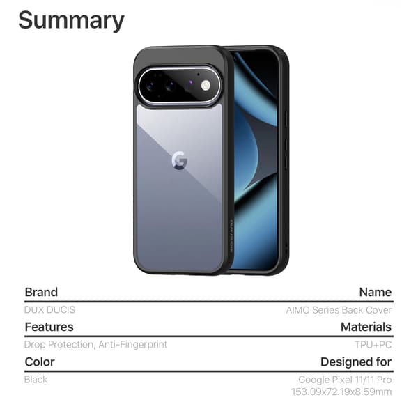DUX DUCIS Aimo Series Cover til Google Pixel 11 - Sort Black