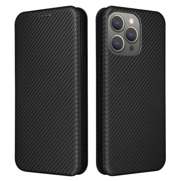 SKALO iPhone 15 Pro Carbon Fiber Plånboksfodral - Svart Svart