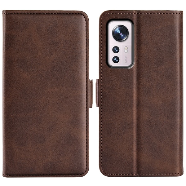 SKALO Xiaomi 12 Pro Premium Wallet Flip Cover - Brun Brown