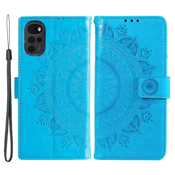 SKALO Motorola Moto G22 Mandala Plånboksfodral - Blå Blå