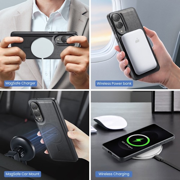 SKALO Samsung S25 Edge MAGKING K2 PU-Nahka Suojakuori Magneettinen Lompakko - Musta Black