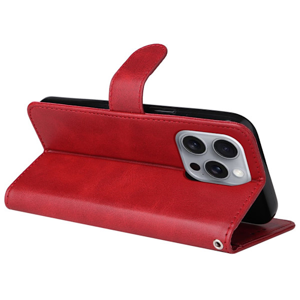 SKALO iPhone 16 Pro Max PU-læder Pungetui - Vælg farve Red