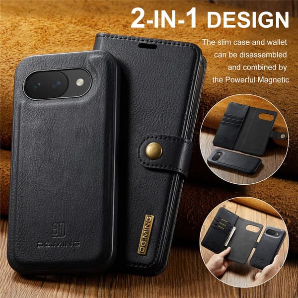 DG MING 2-i-1 Magnet Flip Cover til Google Pixel 10a - Sort Black