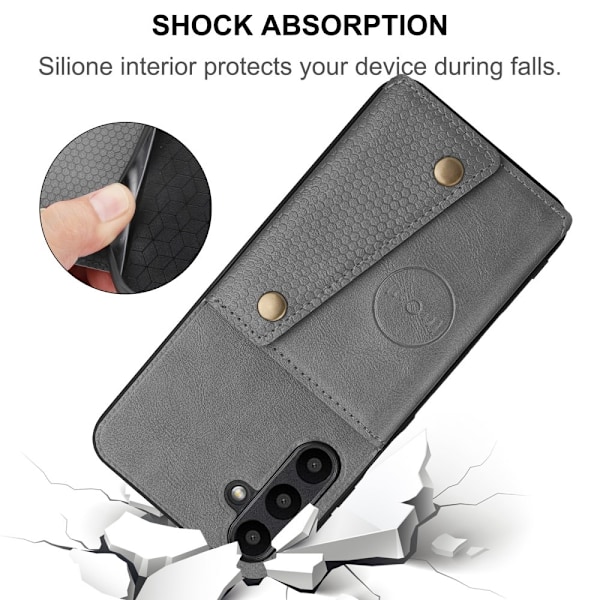 SKALO Samsung A26 5G PU-lædercover med 2 kortslots Cover - Sort Black