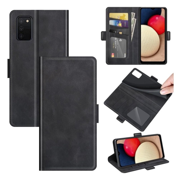 SKALO Samsung A02s / A03s Premium Wallet Case - musta Black