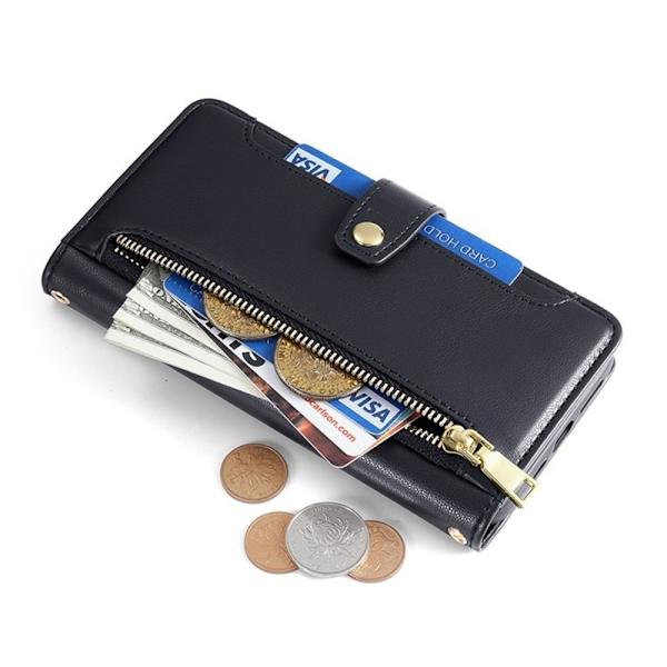 SKALO Xiaomi Redmi A5 4G Zipper PU-Läder Axelrem Plånboksfodral - Svart Svart