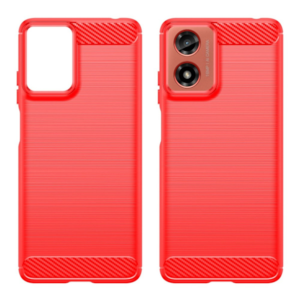 SKALO Motorola Moto E14 4G Armor Carbon Stöttåligt TPU-skal - Fler färger Röd