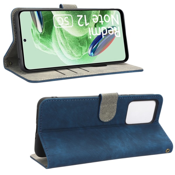 SKALO Xiaomi Redmi Note 12 5G Plånboksfodral i PU-Läder - Blå Blå