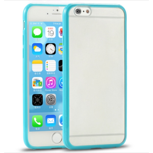 Frosted Transparent cover med farvet ramme iPhone 5 / 5S / SE - flere får Light blue