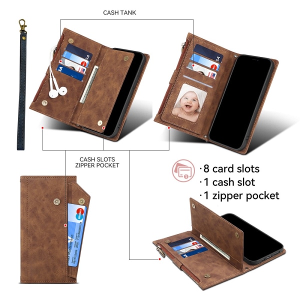 SKALO Motorola Moto G84 5G ESEBLE Big Wallet Lompakkokotelo - Ruskea Brown