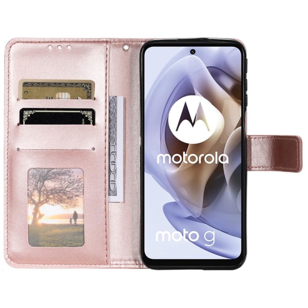 SKALO Moto G31 / G41 Mandala Plånboksfodral - Roséguld Pink gold