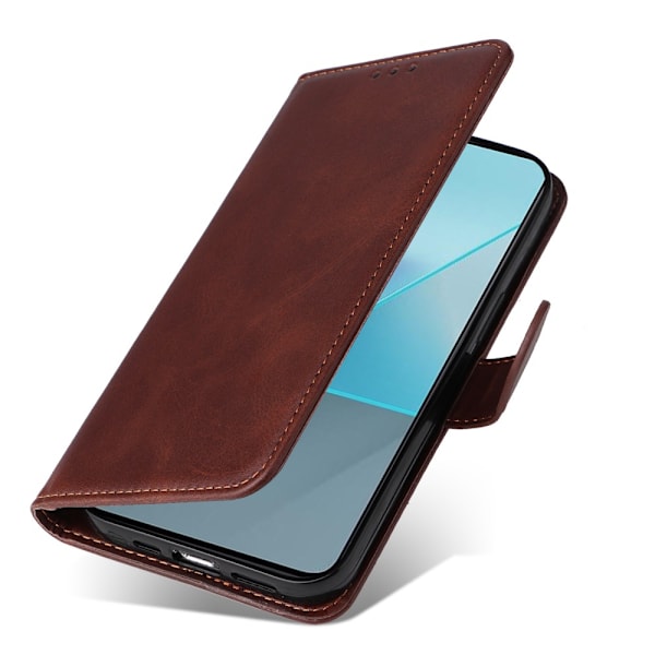 SKALO Xiaomi Redmi Note 13 Pro 5G PU-nahkainen Lompakkokotelo - Valitse väri Brown