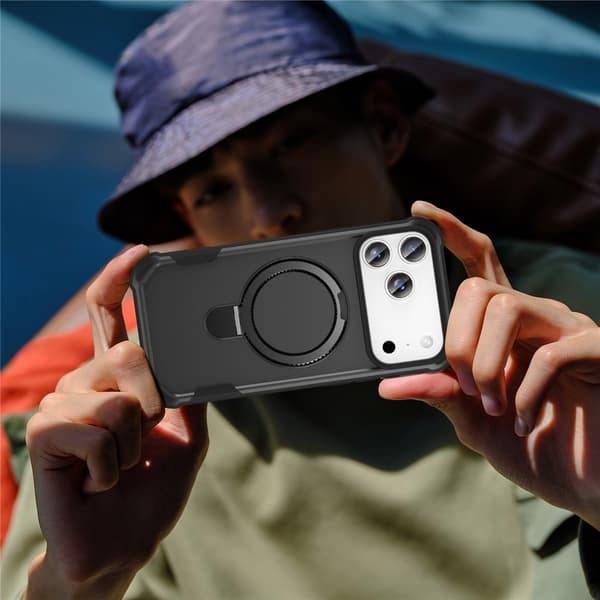 SKALO iPhone 17 Pro Armor Ring Cover - Sort Black