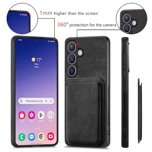 SKALO Samsung S24 PU-Läder Skal med avtagbar Magnet Plånbok - Svart Svart