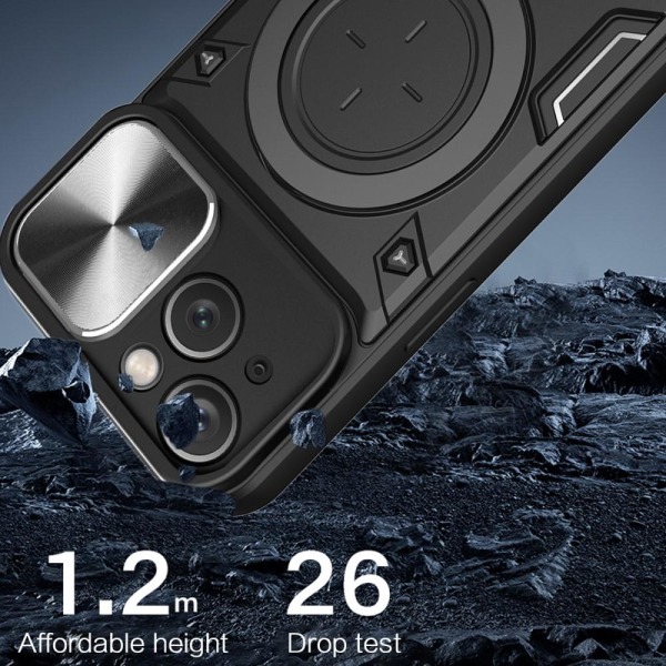 SKALO iPhone 15 Armor Hybrid Magnet Ring Camera Slider - Lilla Purple