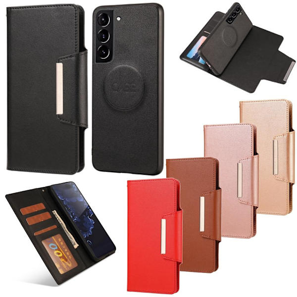 SKALO Samsung S22+ DOLIZMA 2 in 1 magneettinen lompakkokotelo - Ruusukulta - Valitse väri Pink gold
