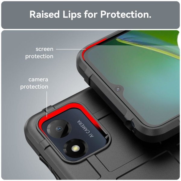 SKALO Motorola Moto E13 4G Rugged Shield iskunkestävä TPU suojak Black