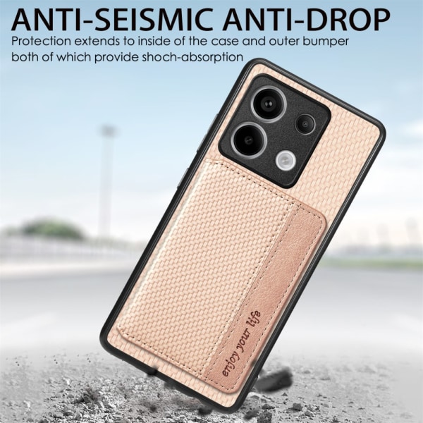 SKALO Xiaomi Redmi Note 13 Pro 5G Carbon Fiber Cover med kortholder - Grøn Green