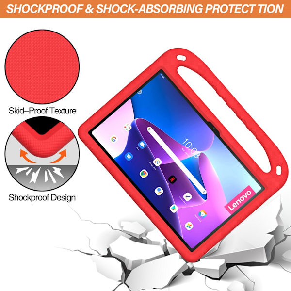 SKALO Lenovo Tab P11 Gen 2 Barnskal med handtag och ställ - Röd Röd