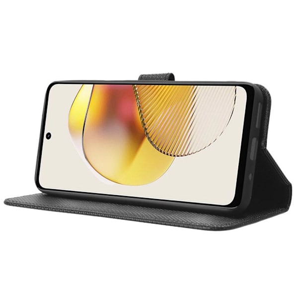 SKALO Motorola Moto G73 5G Premium Mini Rhombus Wallet Flip Cover - Sort Black