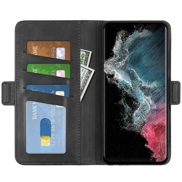 SKALO Samsung S23 Ultra Premium Wallet Lompakkokotelo - Musta Black