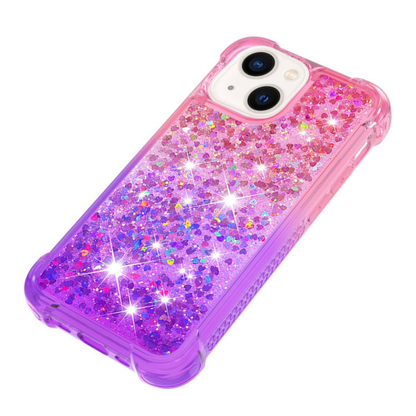 SKALO iPhone 15 Kvicksand Glitter Hjärtan TPU-skal - Rosa-Lila multifärg