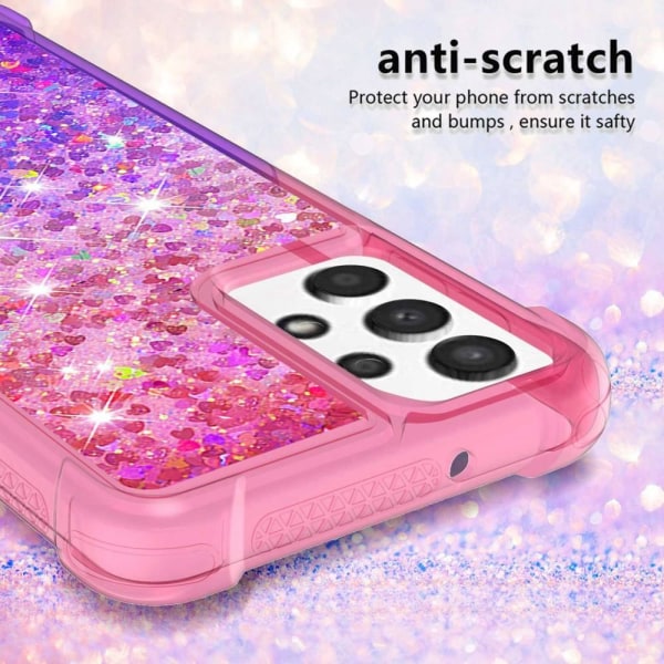 SKALO Samsung A13 4G Kvicksand Glitter Hjerter TPU Cover - Pink- Multicolor