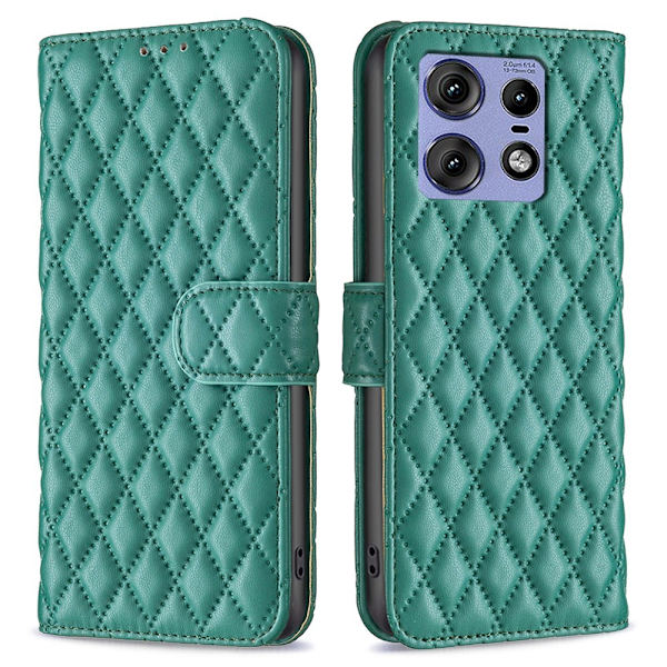 SKALO Motorola Edge 50 Pro 5G BINFEN COLOR Tikattu Lompakko - Vihreä Green