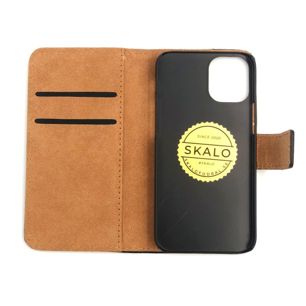 SKALO iPhone 12 Mini Plånboksfodral Äkta Skinn - Fler färger Svart