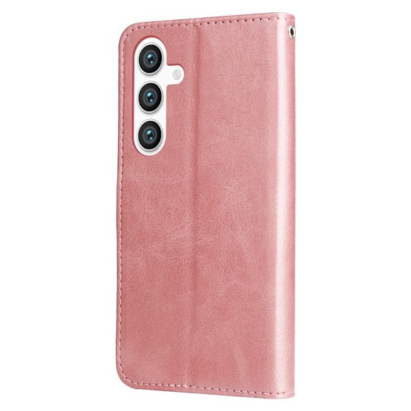 SKALO Samsung S25 Klassinen vetoketju Lompakkokotelo - Pinkki Pink