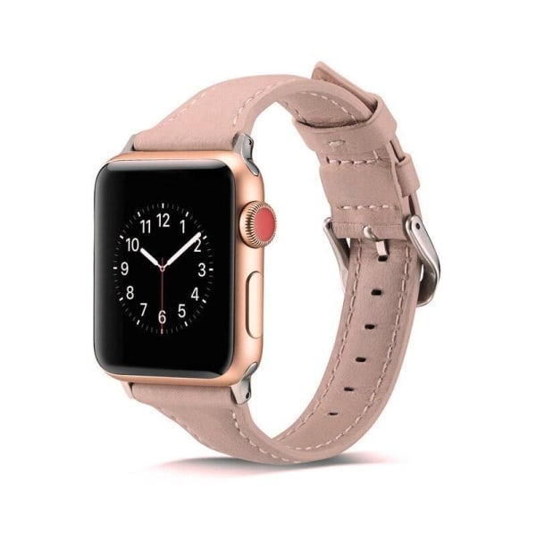 SKALO Smalt læderarmbånd Apple Watch 42/44/45/49mm - Vælg farve Pink